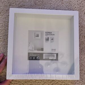 White IKEA Shadow Box Frame 29cm x 29cm 9in x 9in with matting NEW IN PLASTIC